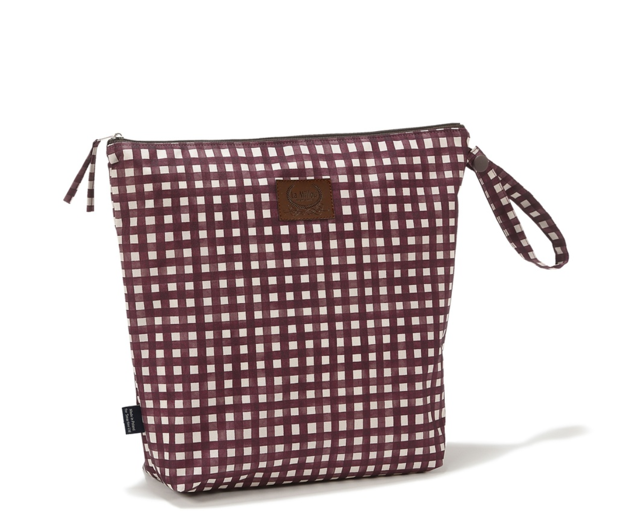 adiavroxo-tsantaki-kallintikwn-gynaikeio-burgundy-vichy-vanilla-la- millou-xl Waterproof Travel Bag Burgundy Vichy (XL) - Image 1